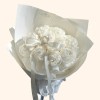 Full fully opened white peonies with ivory wrapping, satin ribbon, and a pearl detail