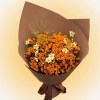 Orange Waxflower & Narcissus Bouquet with waxflower, white narcissus or paperwhites, ornamental fountain grass