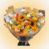 Sunlit Meadow Sunflower Bouquet with sunflowers, champagne roses, and yellow roses