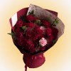 Velvet Carnation Duo Bouquet with wine-red carnations, pale pink carnations, ornamental fountain grass